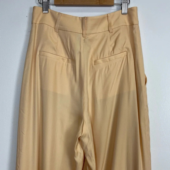 NEW Equipment Femme Wide Leg Pants Womens 0 Yellow Pleated Silk Blend NWOT - Picture 4 of 10